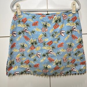 Tropical Print Blue Skort Shell Hem